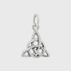 Silver Celtic knot pendant on a white background. 360° video