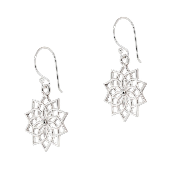 925 sterling silver open lotus flower hook earrings