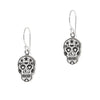 925 sterling silver sugar skull heart eyes hook earrings