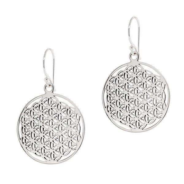 925 sterling silver flower of life hook earrings