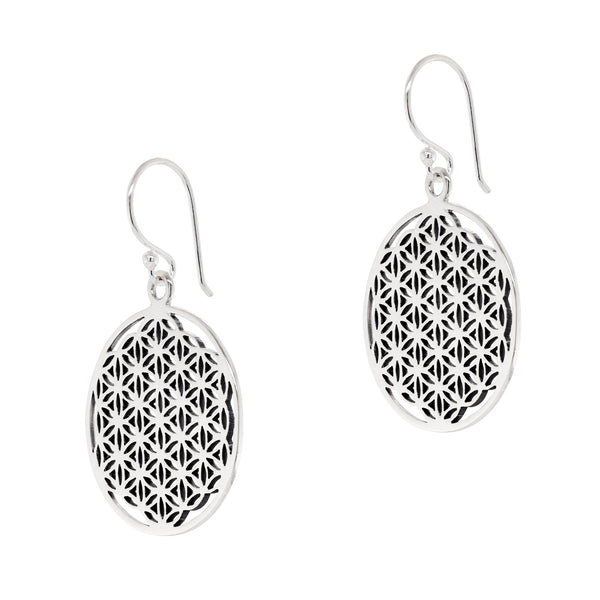 925 sterling silver flower of life hook earrings