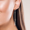 925 sterling silver chained marquise hook earrings