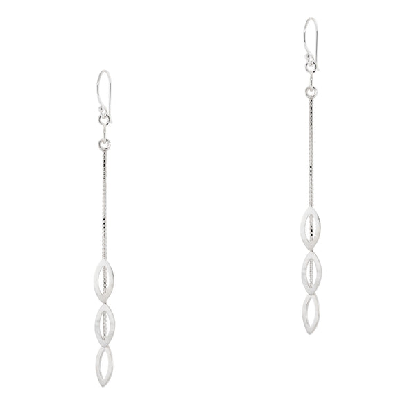 925 sterling silver chained marquise hook earrings