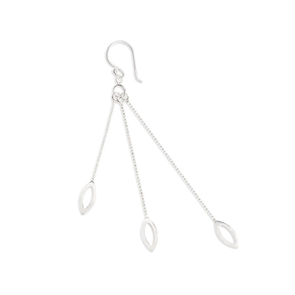 925 sterling silver chained marquise hook earrings