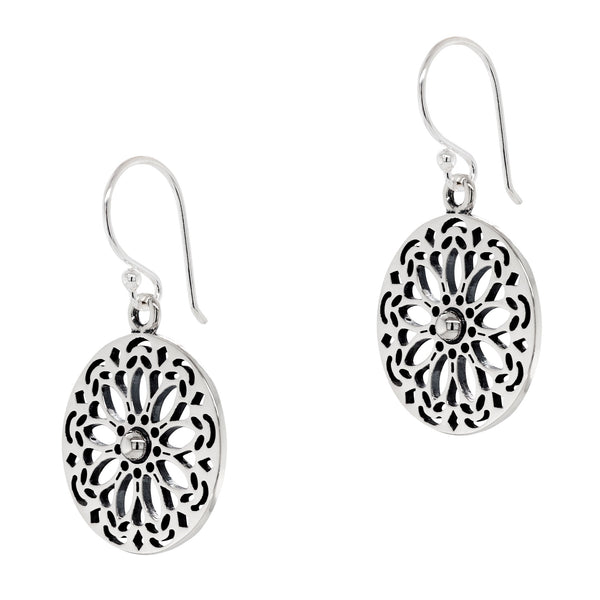 925 sterling silver mandala hook earrings