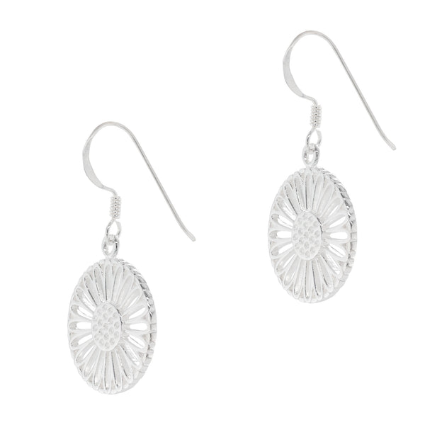 925 sterling silver daisy filigree hook earrings