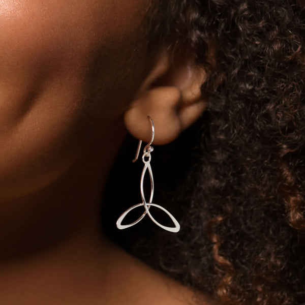 925 sterling silver triquetra trinity hook earrings