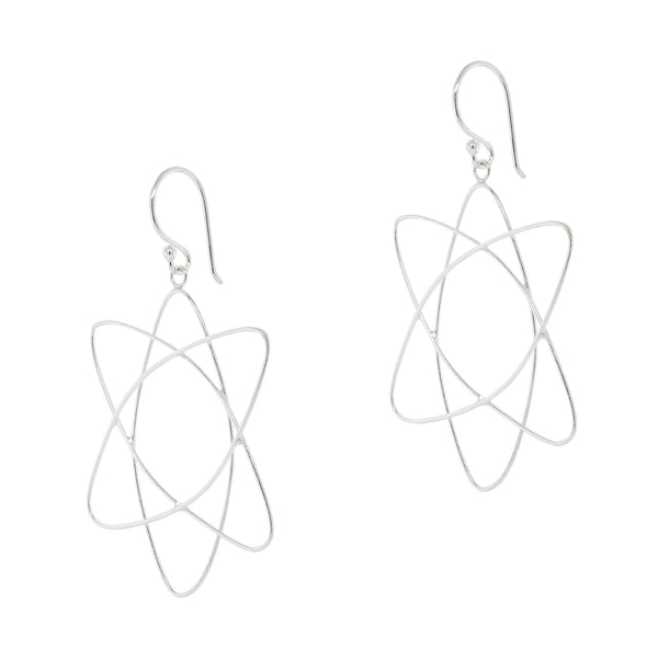 925 sterling silver atomic symbol wire hook earrings