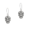 Sugar Skull Flower Eyes Sterling Silver 925 Hook Earrings