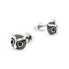 925 sterling silver oxidised owl stud earrings