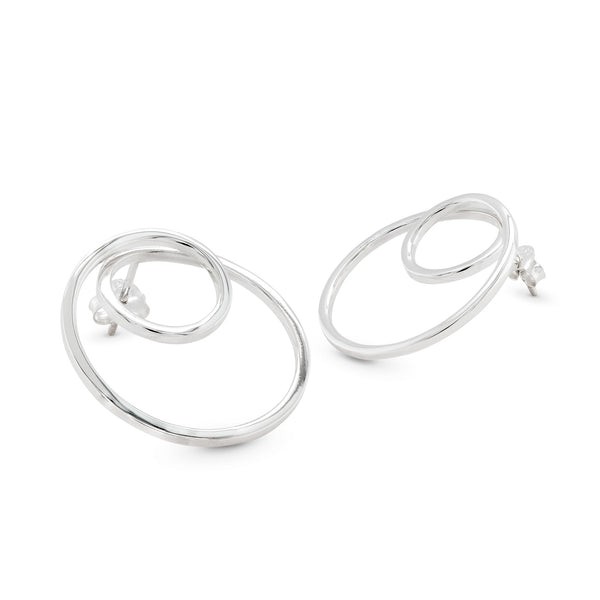 925 sterling silver double hoop stud earrings