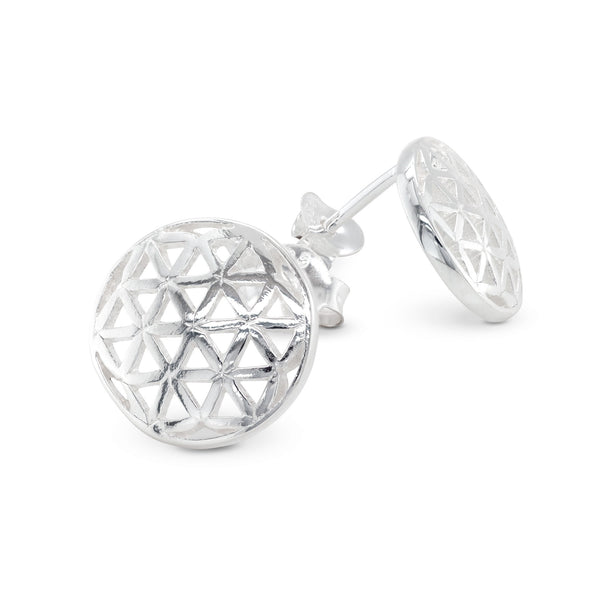 925 sterling silver flower of life stud earrings