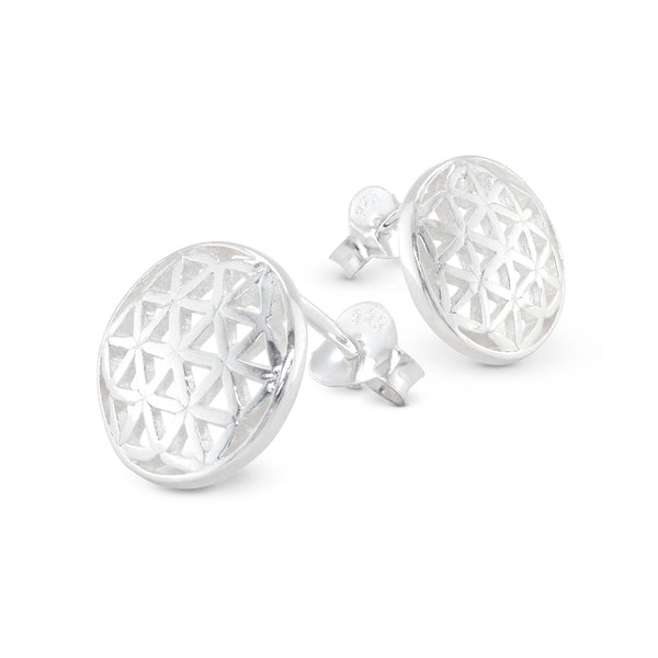 925 sterling silver flower of life stud earrings