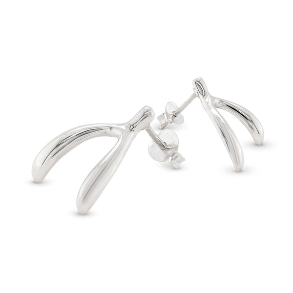 925 sterling silver wishbone stud earrings