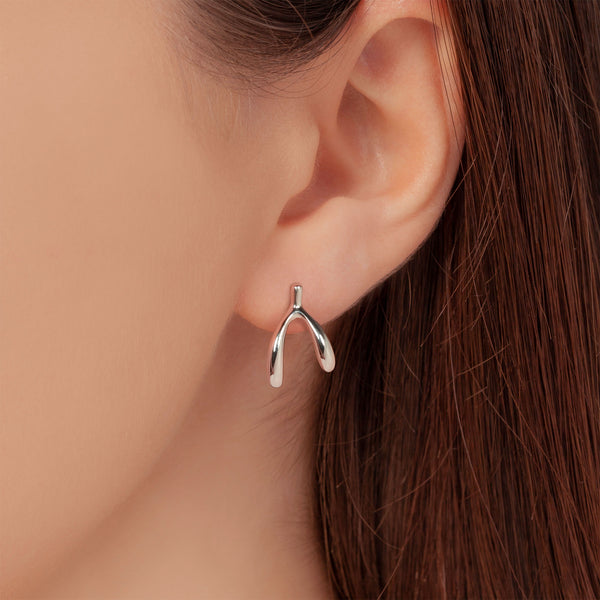 925 sterling silver wishbone stud earrings