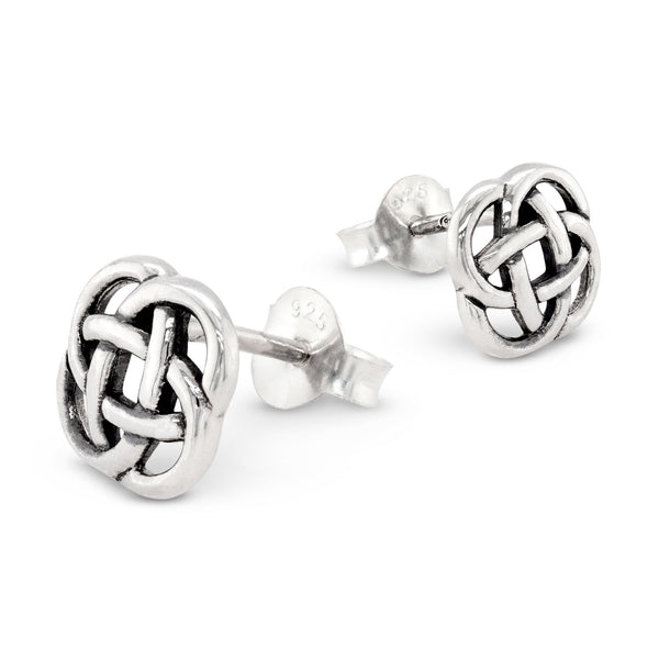 925 sterling silver celtic knot flower stud earrings