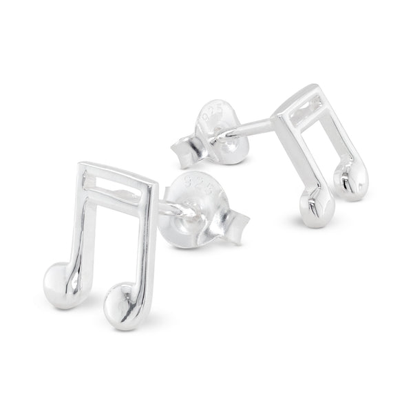 925 sterling silver two quaver music note stud earrings