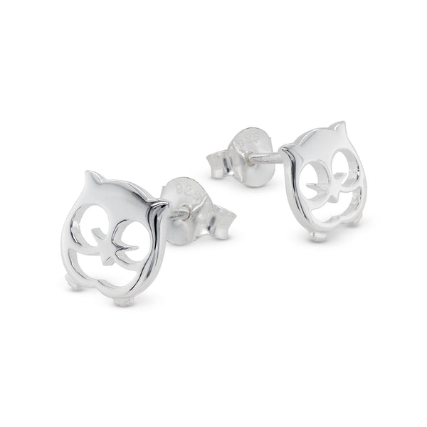 925 sterling silver owl silhouette stud earrings