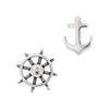 925 sterling silver anchor ships wheel stud earrings