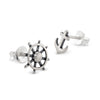 925 sterling silver anchor ships wheel stud earrings