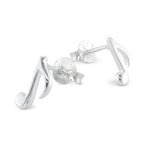 925 sterling silver quaver music note stud earrings