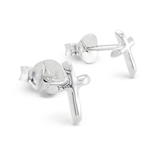 925 sterling silver crucifix cross stud earrings