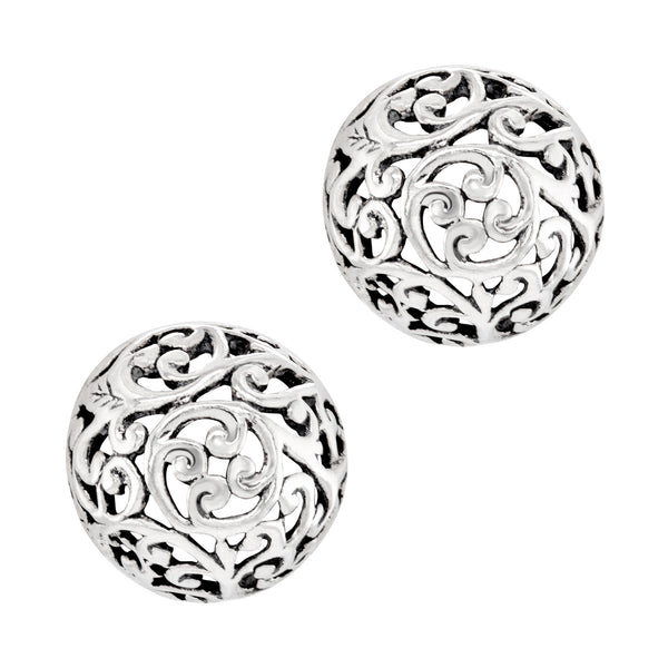 925 sterling silver half sphere filigree stud earrings