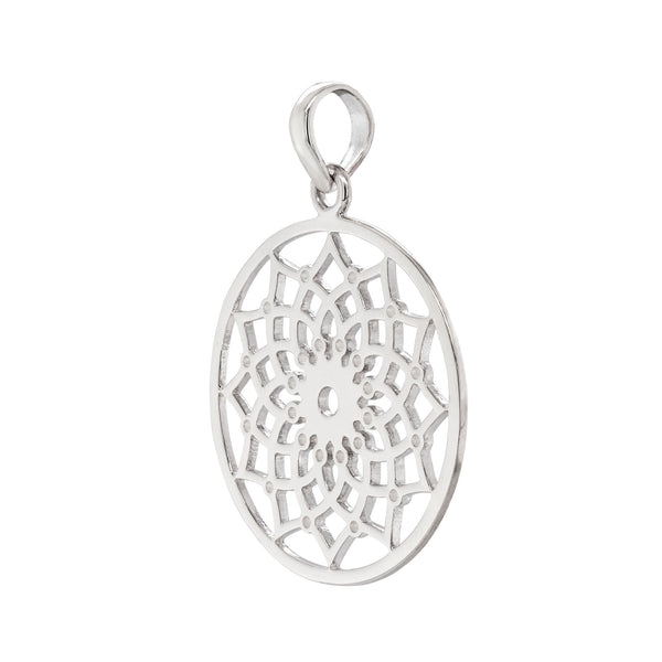 925 sterling silver open lotus flower mandala pendant