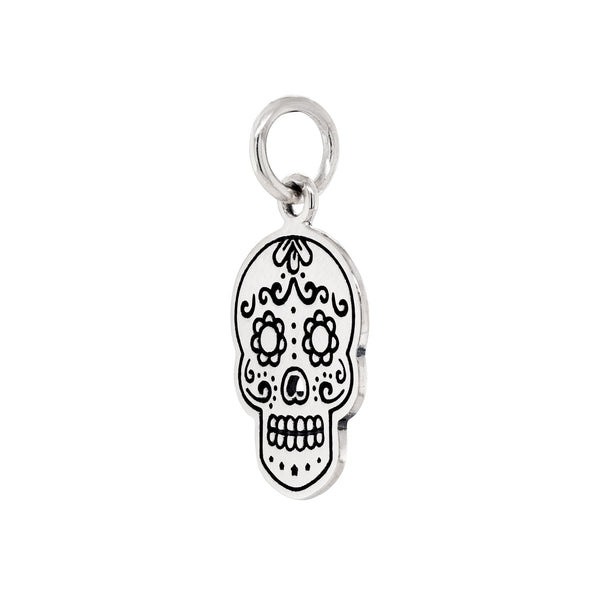 925 sterling silver sugar skull flower eyes pendant