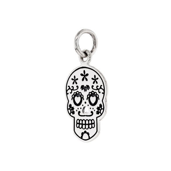 925 sterling silver sugar skull heart eyes pendant